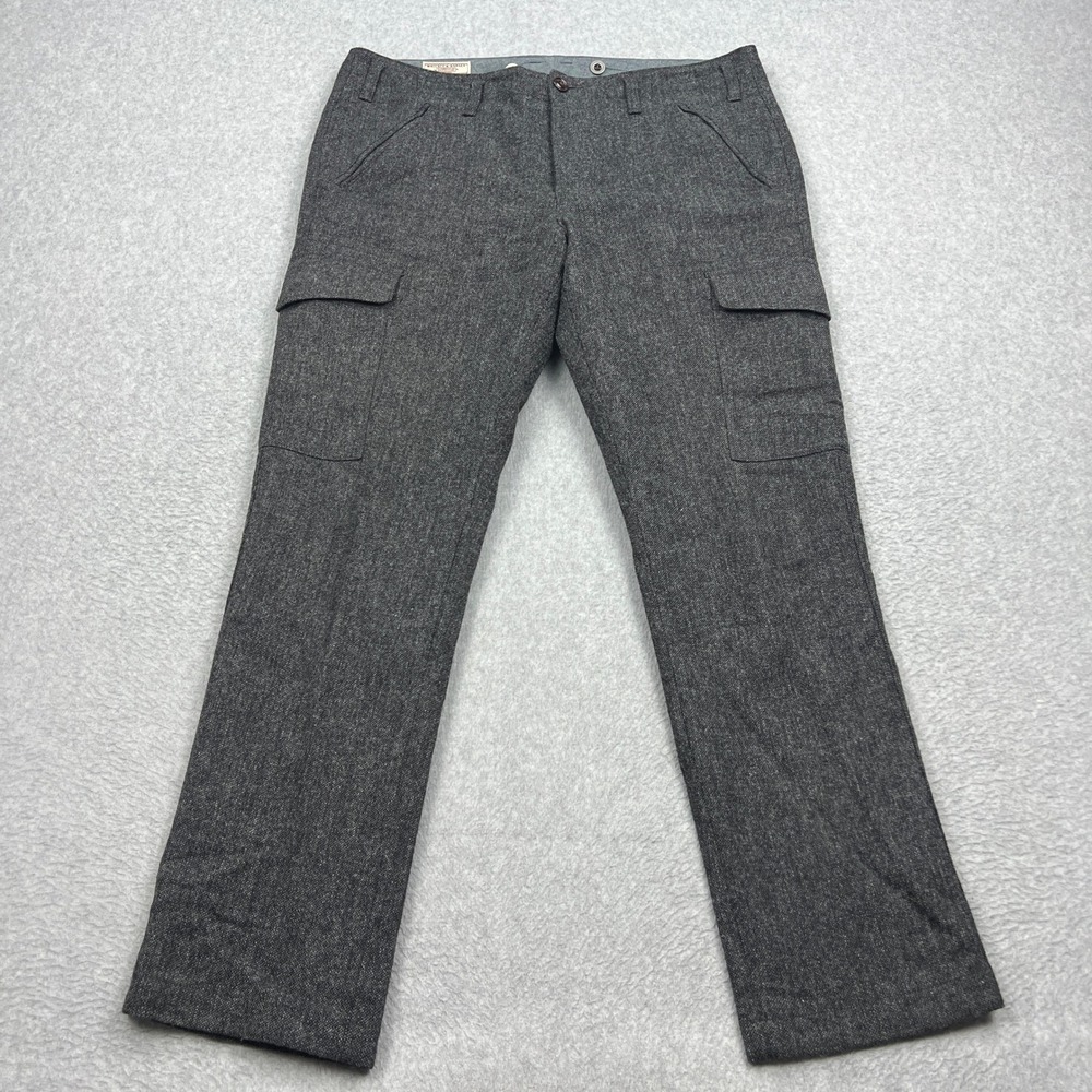 Wallace & Barnes Cargo Pants Mens 34x30 Gray 100% Wool Abraham Moon Straight Leg